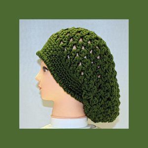 Crocheted Dark Green Slouchy Hat